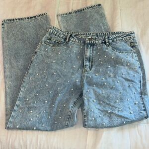 Women's Blue Embellished Jeans